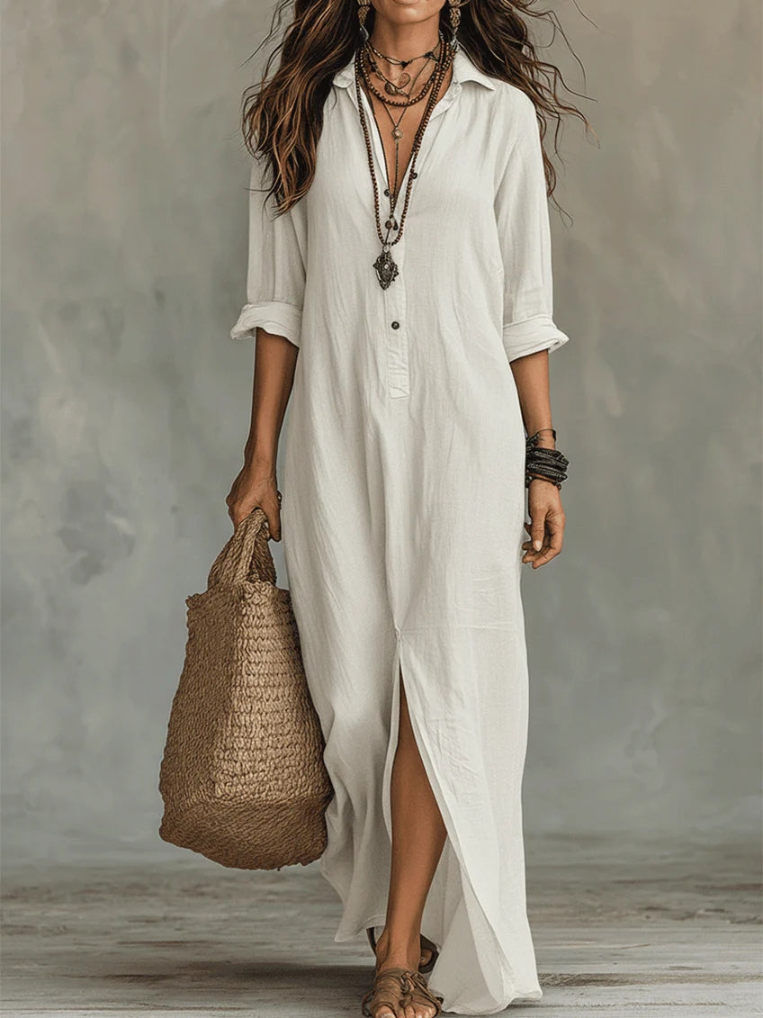 Soraya™ | Vestido Largo Holgado con Botones