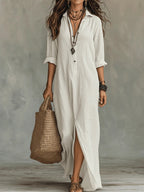 Soraya™ | Vestido Largo Holgado con Botones