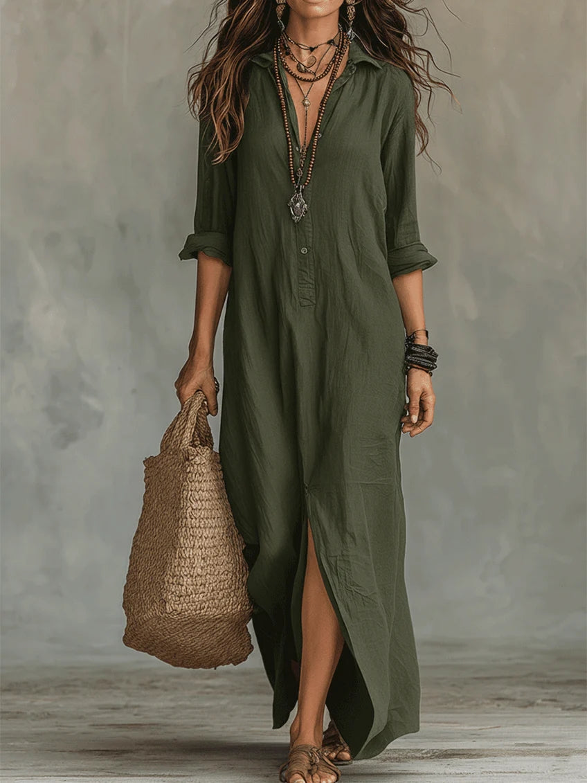 Soraya™ | Vestido Largo Holgado con Botones