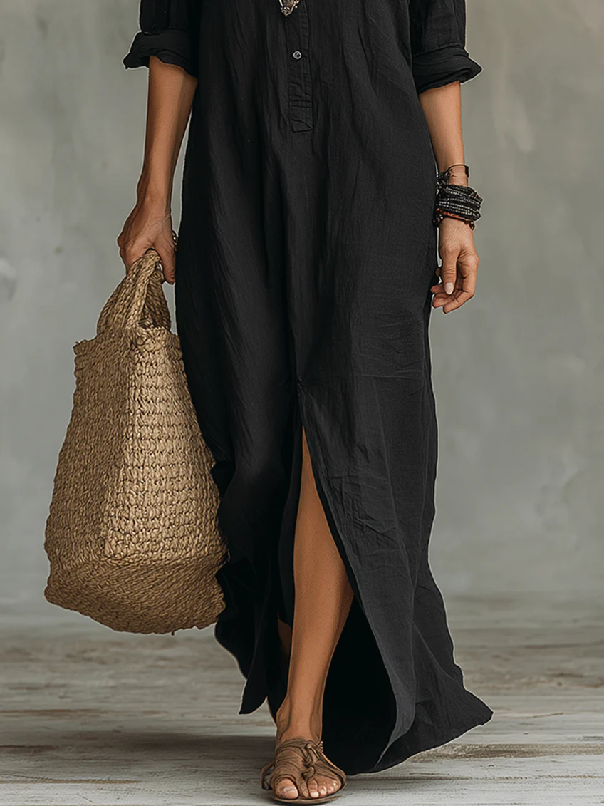 Soraya™ | Vestido Largo Holgado con Botones