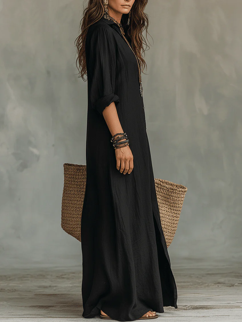 Soraya™ | Vestido Largo Holgado con Botones