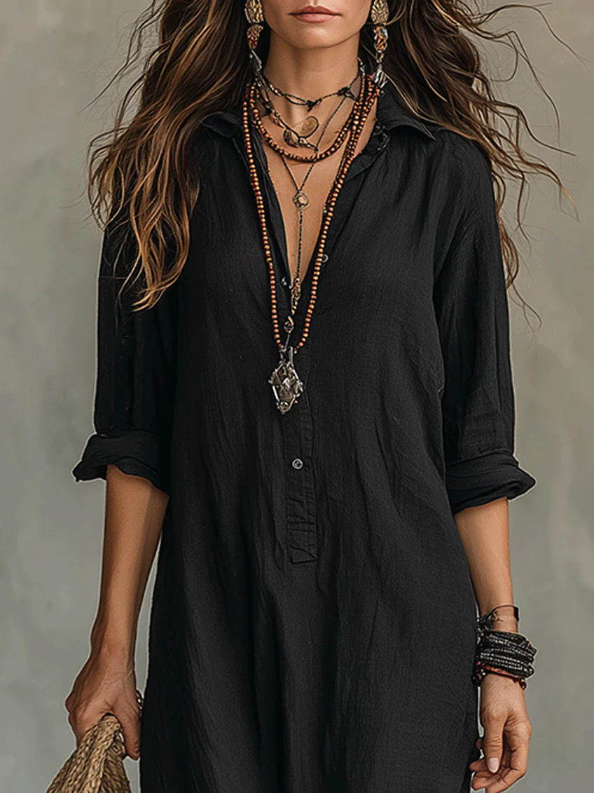 Soraya™ | Vestido Largo Holgado con Botones