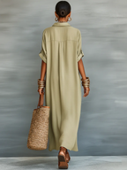 Martina™ | Vestido Largo Verde con Líneas Minimalistas