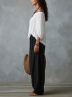 Mar™ | Conjunto de Top Blanco y Pantalones Acampanados