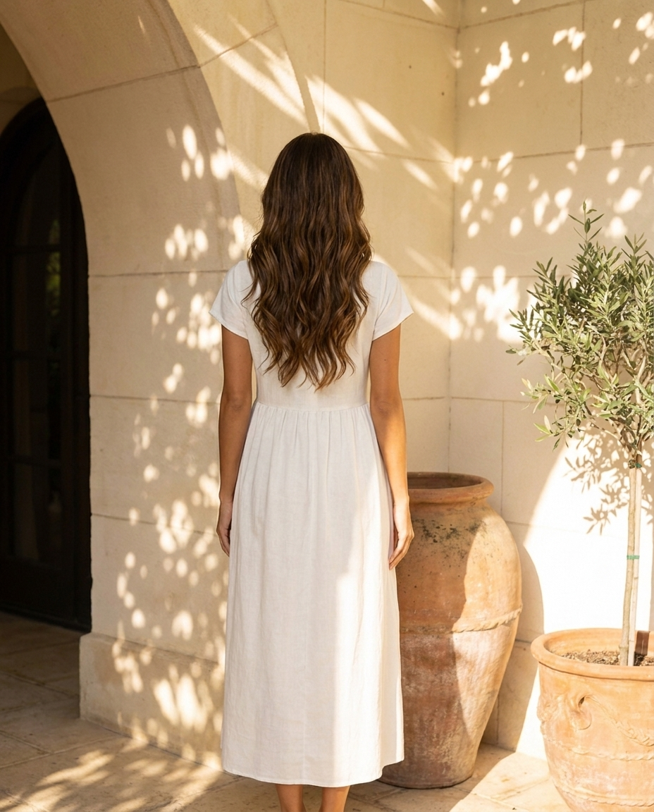 Vestido Elena blanco - detrás