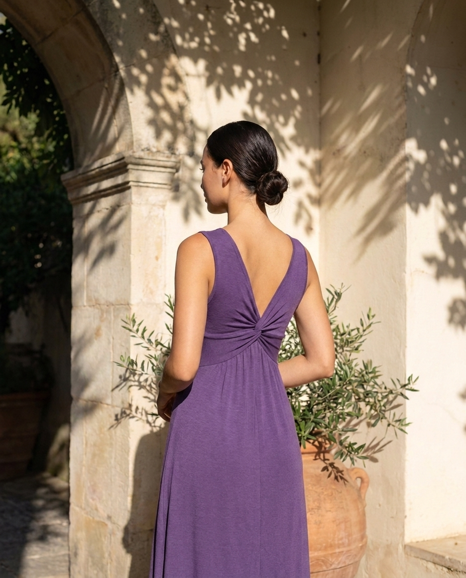 Vestido Camila púrpura - detrás