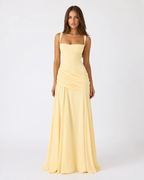 Vestido Ana™ | Largo con Escote Cuadrado Fruncido