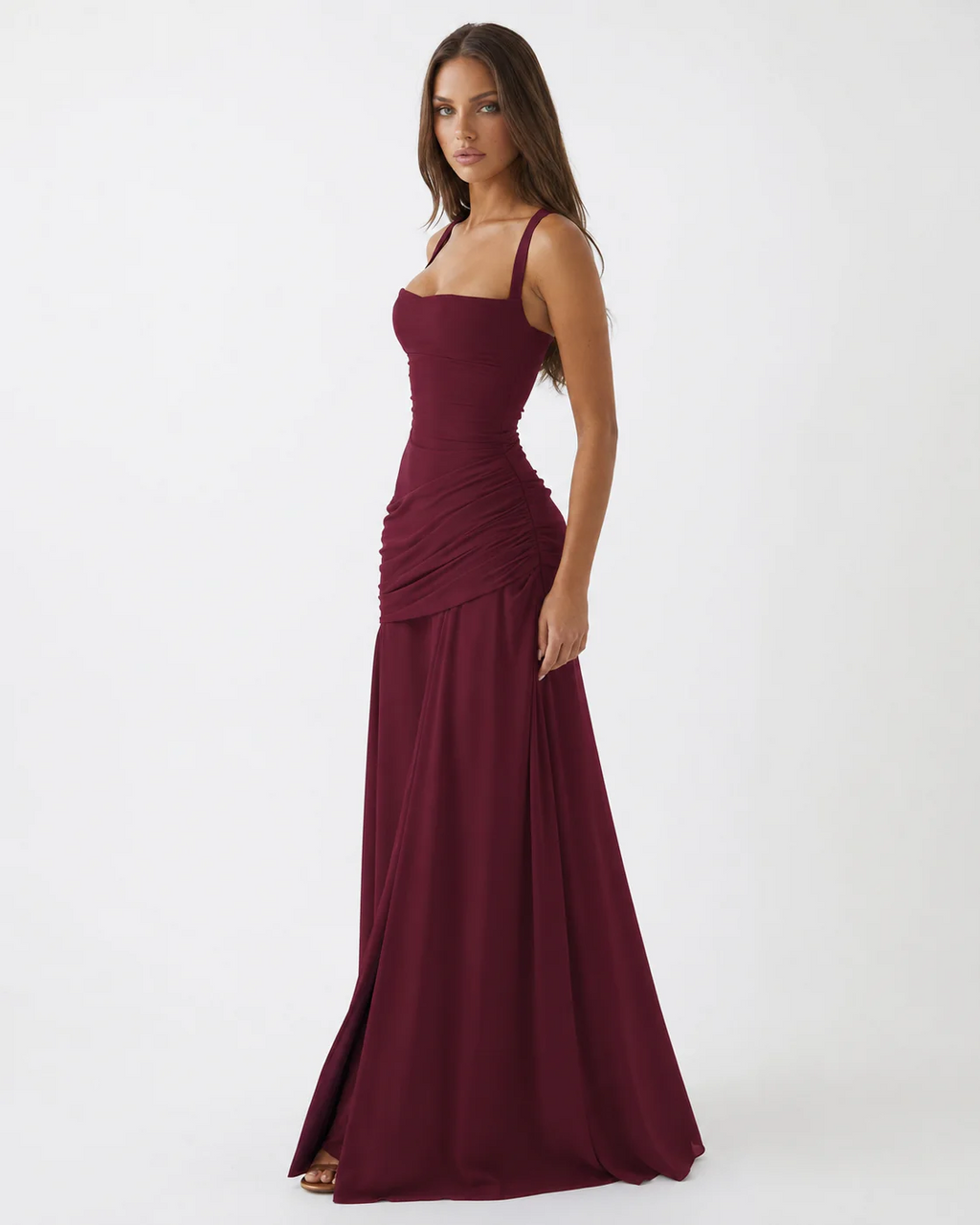 Vestido Ana™ | Largo con Escote Cuadrado Fruncido