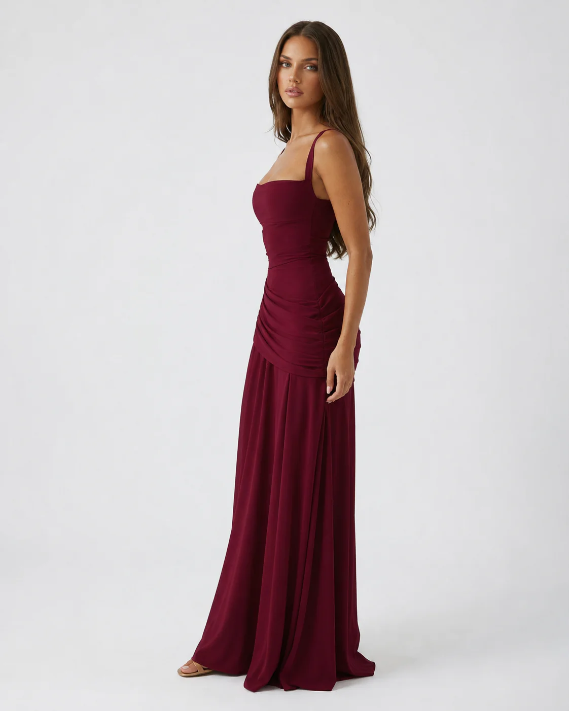 Vestido Ana™ | Largo con Escote Cuadrado Fruncido