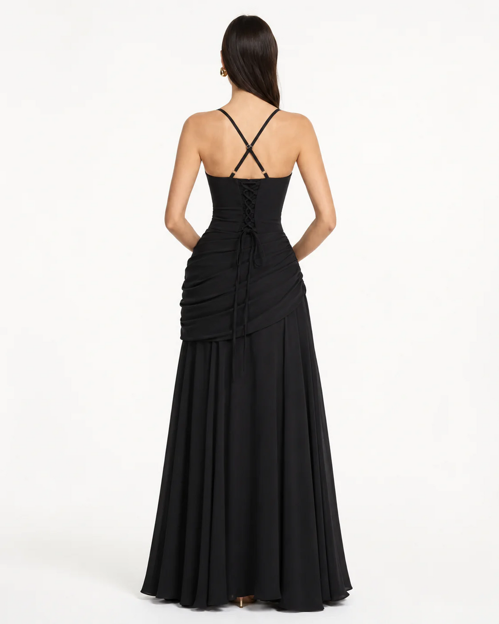 Vestido Ana™ | Largo con Escote Cuadrado Fruncido