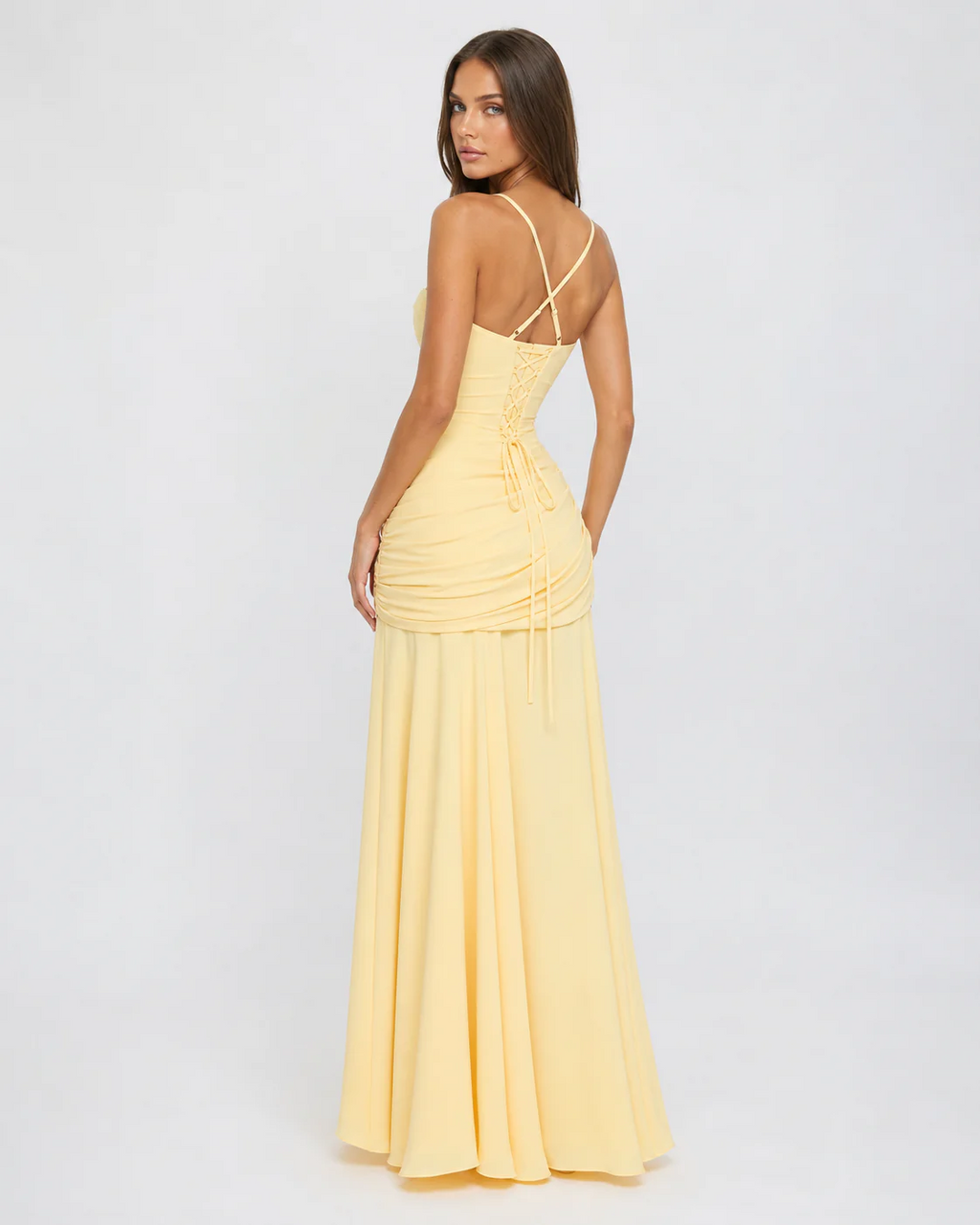 Vestido Ana™ | Largo con Escote Cuadrado Fruncido