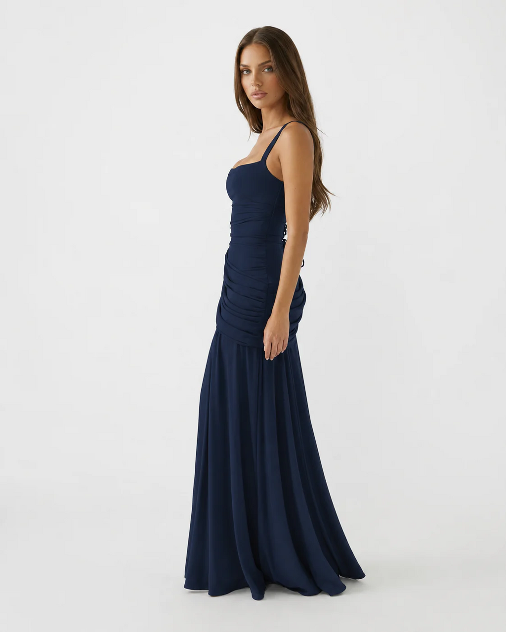 Vestido Ana™ | Largo con Escote Cuadrado Fruncido