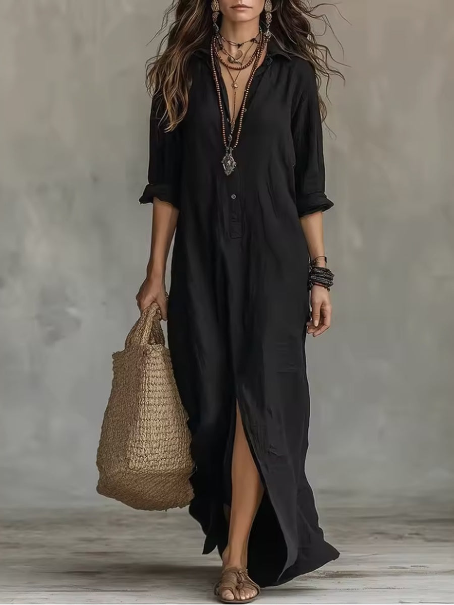 Soraya™ | Vestido Largo Holgado con Botones